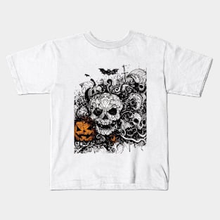 Spooky Scribbles of Halloween Kids T-Shirt